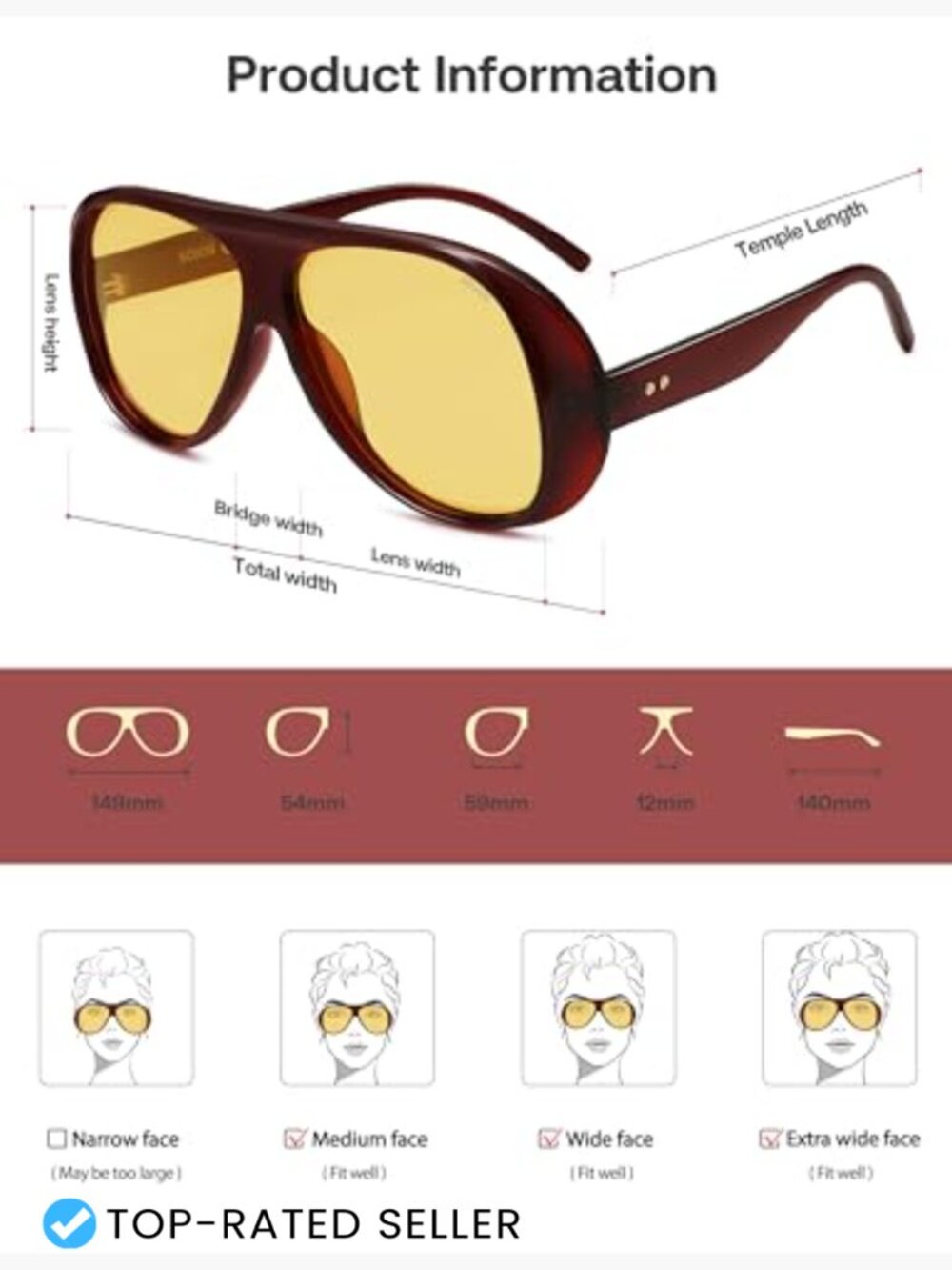 Retro Polarized Oversized Aviator Sunglasses Vintage Square Shades Trendy - Picture 6 of 7